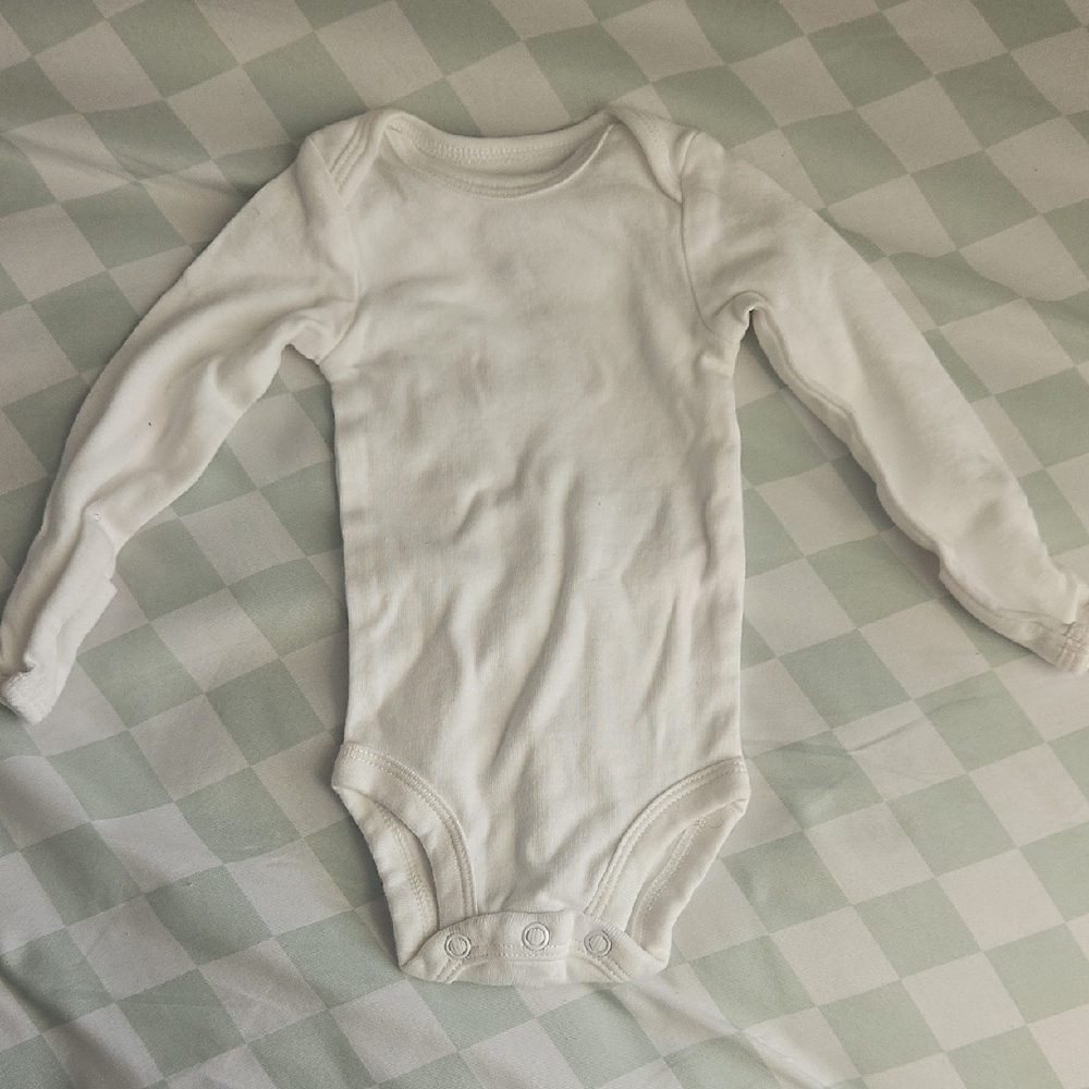 Classic Long-Sleeve White Baby One-Piece Bodysuit